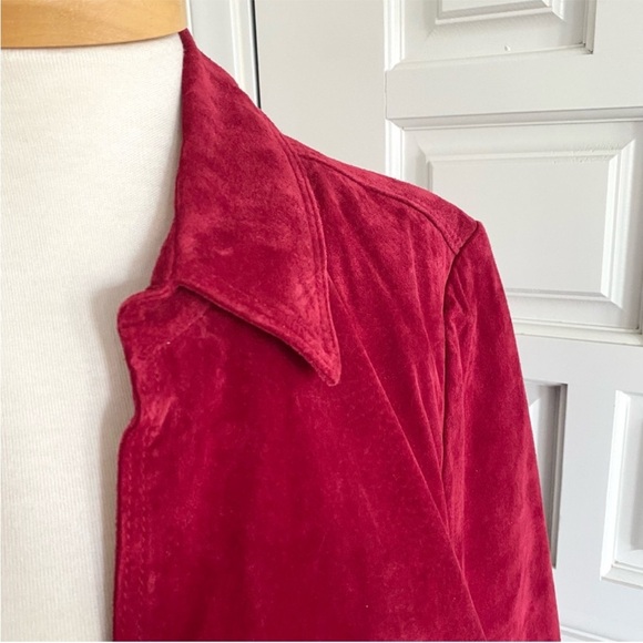 Coldwater Creek Red Suede Leather Jacket Classic Coat Size 2X - Picture 8 of 16